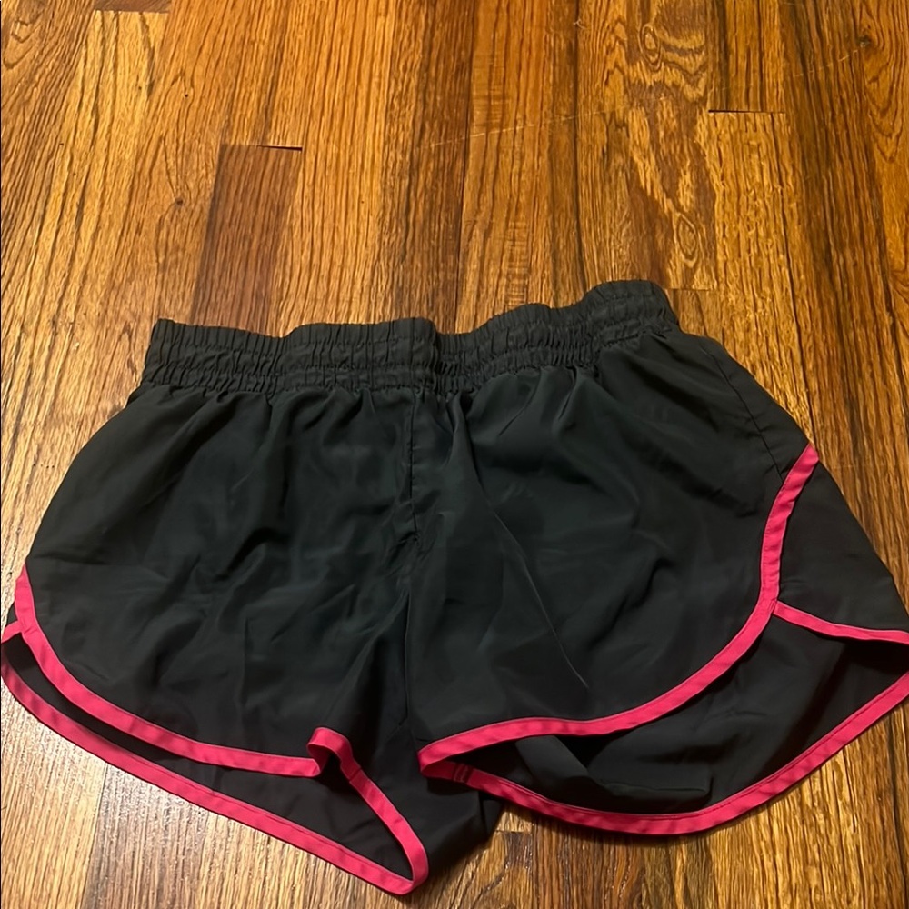 Women's Black and Pink Athletic Shorts